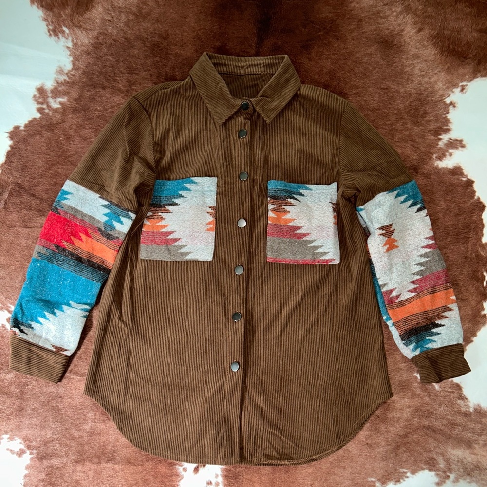 Aztec Corduroy Shacket - Picture 2 of 2
